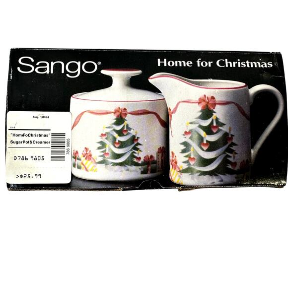Sango Modern Design "Home for Christmas" #4829 Sugar and Creamer-NEW in Box! - Picture 2 of 5